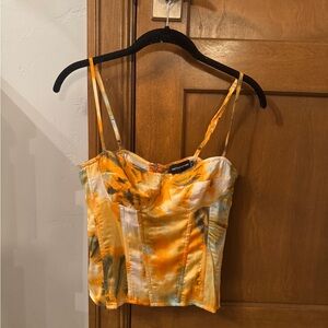 Pretty Little Thing Orange Tie-Dye Women's Corset Top